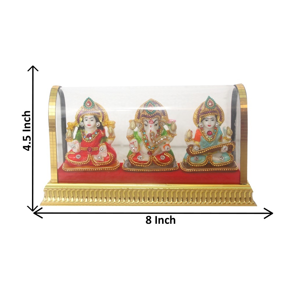 Car Dashboard Laxmi-ganesha Idol - Plastic Material, 30 Meter Length - Gold Plating, Indian Craftsmanship With Casting Techniques