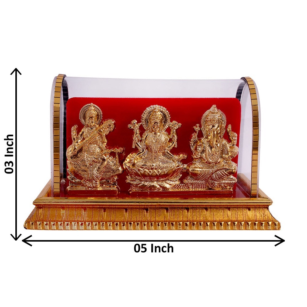 Car Dashboard Laxmi-ganesha Idol - Plastic Material, 30 Meter Length - Gold Plating, Indian Craftsmanship With Casting Techniques