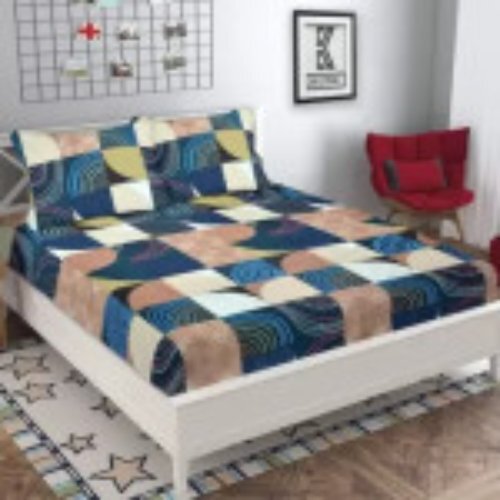 Multi Color Microfiber King Abstract Fitted Bedsheet