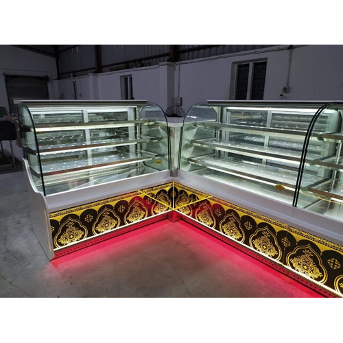 बेकरी और मिठाई के लिए ग्लास कोरियन डिस्प्ले काउंटर