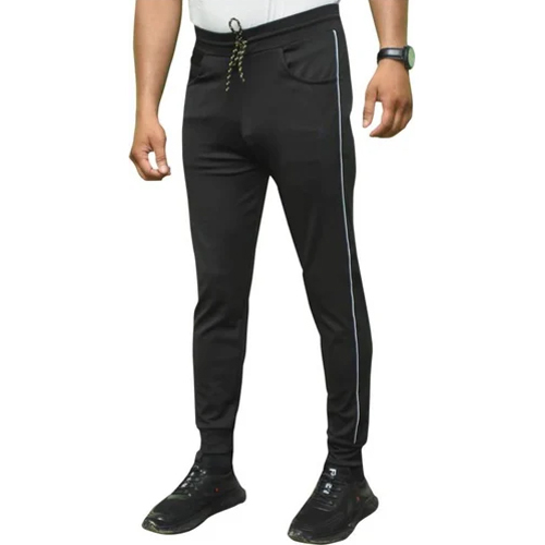 Men Polyester Black Track Pant - Polyester Fabric, Available In Various Sizes, Classic Black Color, Washable | Ideal For Summer And Physical Activities