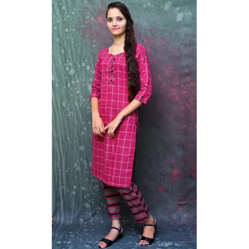 Ladies Pink Cotton Kurti - Cotton, Various Sizes, Pink | Washable, Ideal For Casual And Formal Occasions, Perfect For Every Season