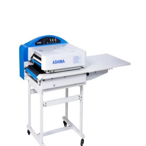 व्हाइट-ब्लू कॉलर कफ कोट फ़्यूज़िंग मशीन