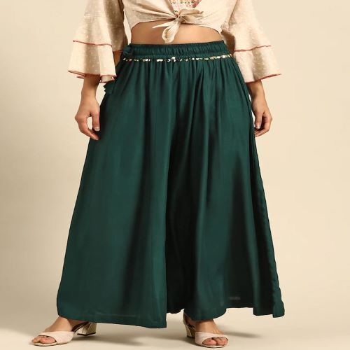 Ladies Fancy Palazzos - Fabric 14 Kg Rayon, Size M L Xl Xxl, Length 38+ Inch, Lace With Dori Work | Fancy Design For Stylish Ladies