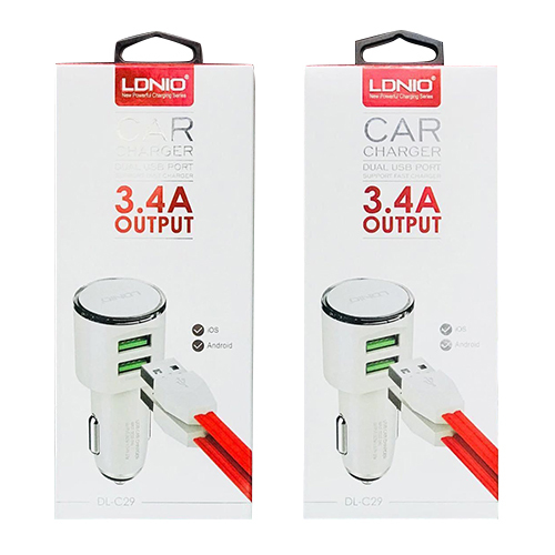 प्लास्टिक Dl-C29 3.4A डुअल यूएसबी सपोर्ट फास्ट कार चार्जर