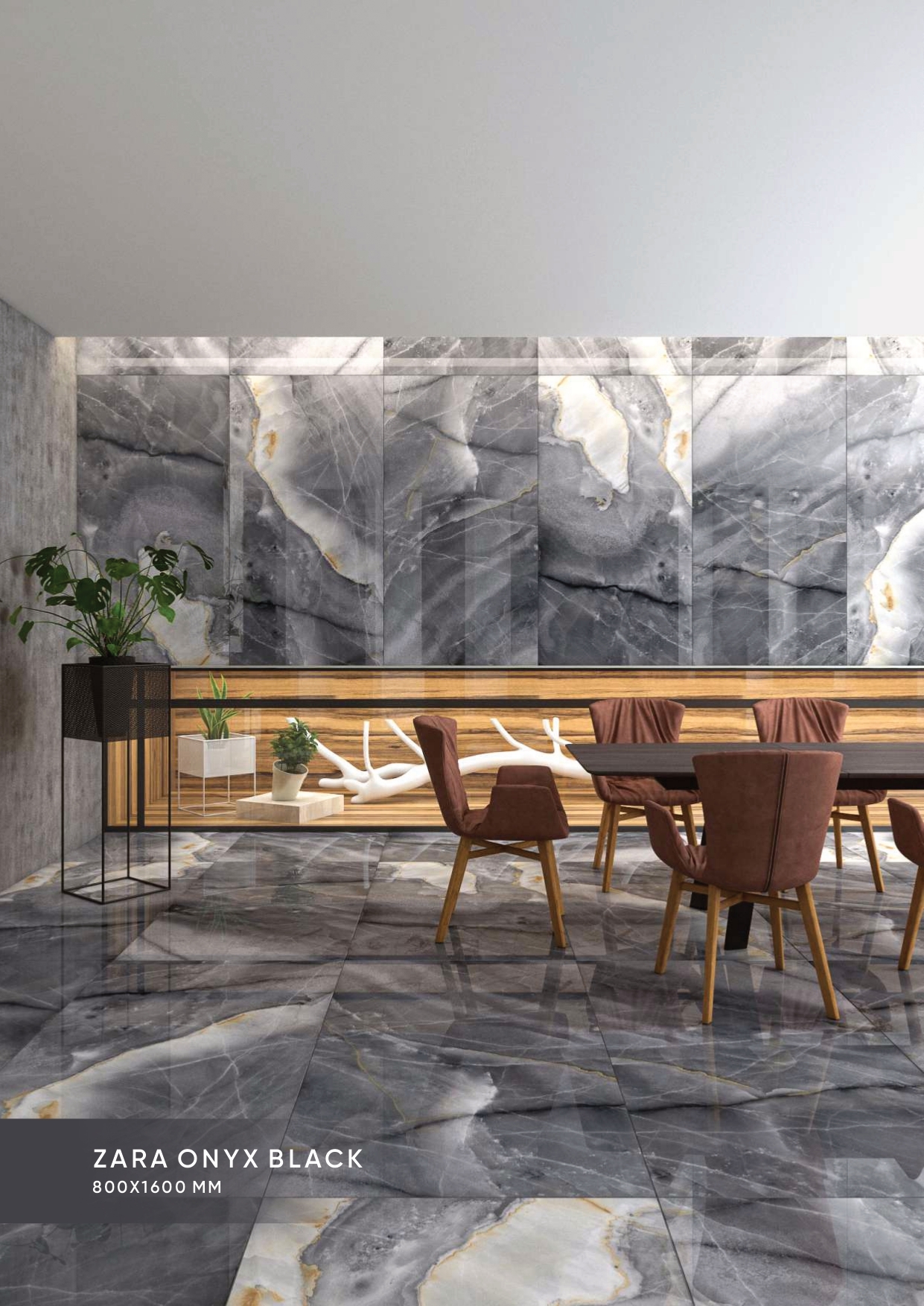 Porcelain Floor Tile - 80x160 Cm, 9 Mm Thick | 21 Pieces Per Box, 54-55 Kg Weight, 27.55 Sq.ft Coverage