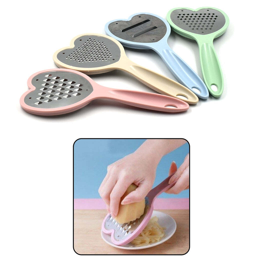 Heart Grater Set And Heart Grater Slicer (2587) - Plastic Material, 22x10x4 Cm Dimensions, Mix Colour | Unique Heart Shape, Lightweight, Mobile Use, Fine Blades