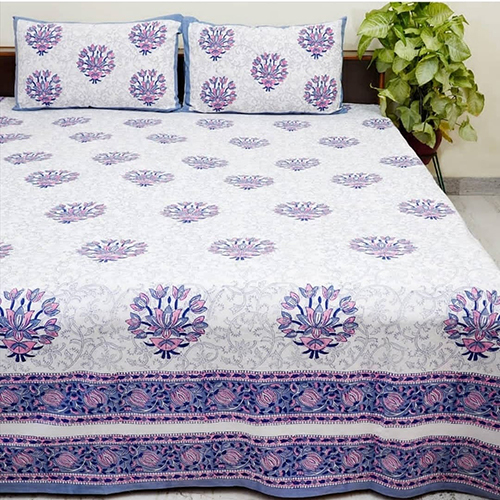 Washable Hand Block Printed Bedsheet With 2 Pillow Cover