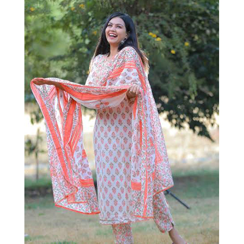 Washable Jaipuri Pant Suit With Dupatta (3 Pcs Set)