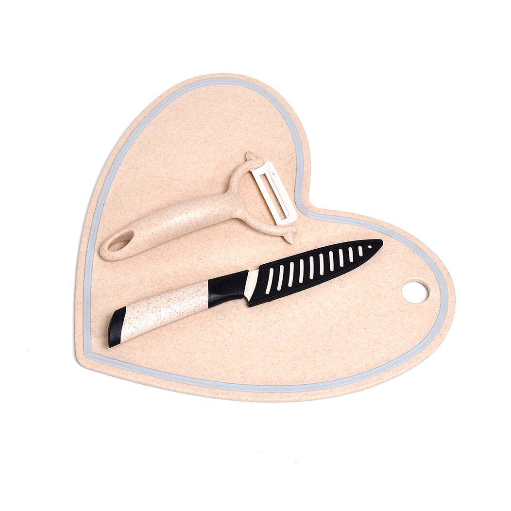 Heart Shape Chopping Board With Knife And Peeler(7100(