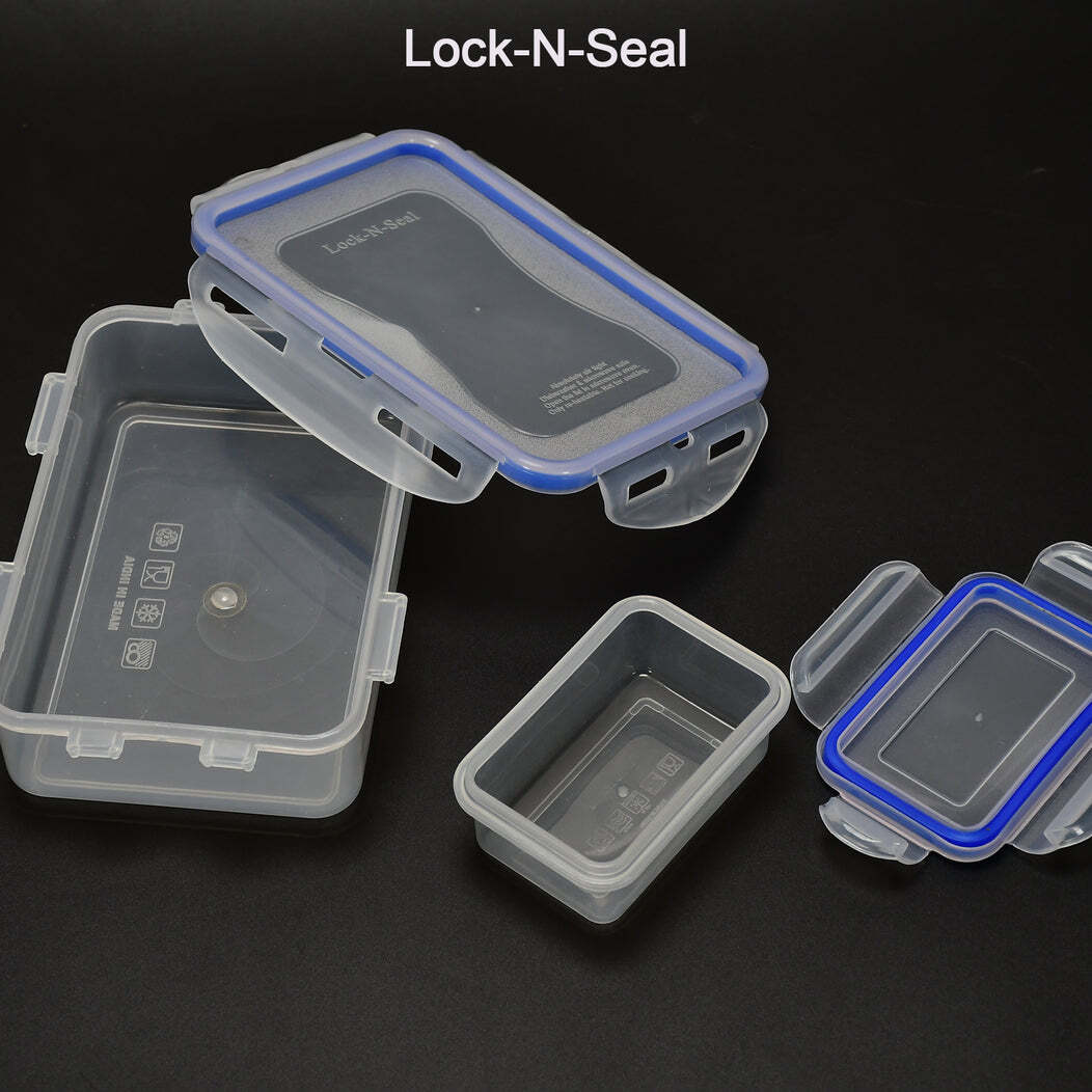 Transparent Lunch Box - Plastic, 18x13x5 Cm | Four-side Locking System, Spoon And Fork Included, Easy To Clean, Hygienic Design