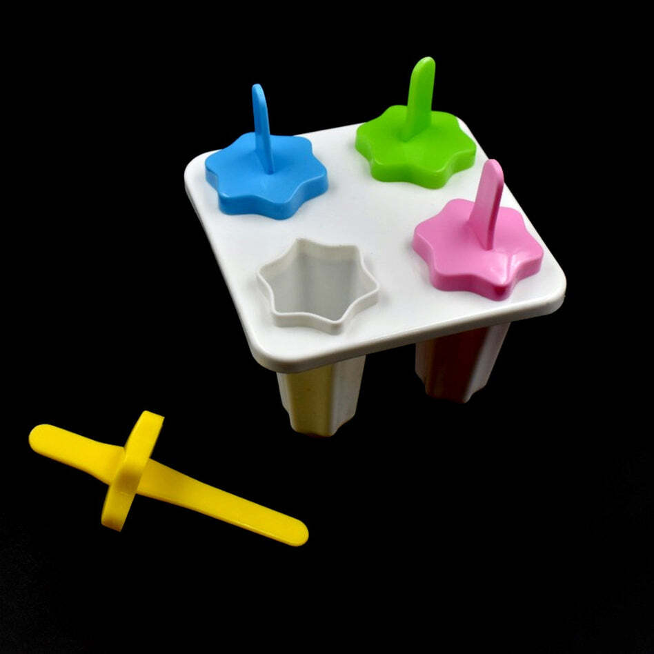 4pc Ice Candy Maker - Plastic, 12x12x14 Cm | Lightweight, Easy To Use, Smooth Silicone Molds, Safe And Durable For All Kinds Of Ice-creams