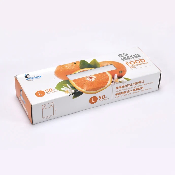 5220 Food Preservation Bag - 23x8x4cm, Transparent Plastic Polythene | 50pcs, Durable Lightweight Design, Easy Open Dot Pattern, Ideal For Meat, Fish, Vegetables, And Snacks
