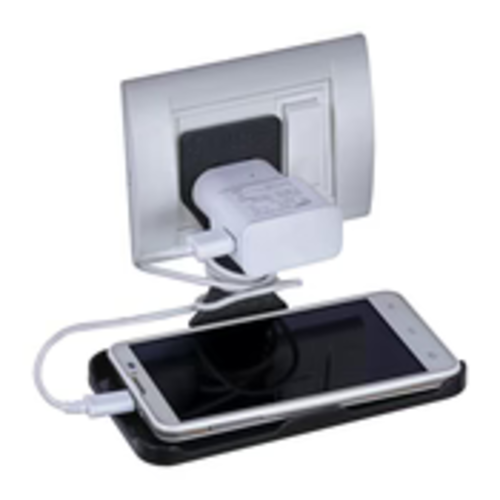 Mobile Charging Stand Wall Holder 0291 - Abs Material, 7 X 2.7 X 12.4cm/2.76 X 1.06 X 4.88inch , Black & White Design, Space-saving Foldable Feature