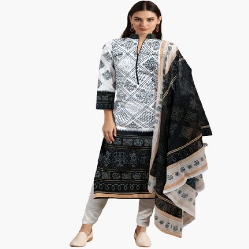 Polki Kurti Full Set - Poli Riyon & Lycra Fabric, 46-48 Inches Length, Digital Print Design, Includes Luggage & Dupatta
