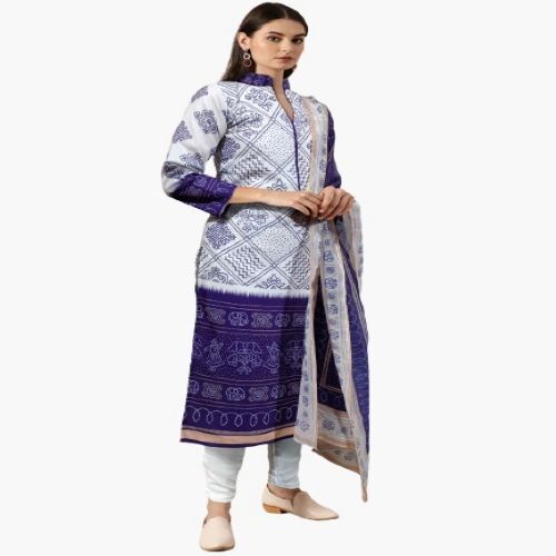 Polki Kurti Full Set - Poli Riyon & Lycra Fabric, 46-48 Inches Length, Digital Print Design, Includes Luggage & Dupatta