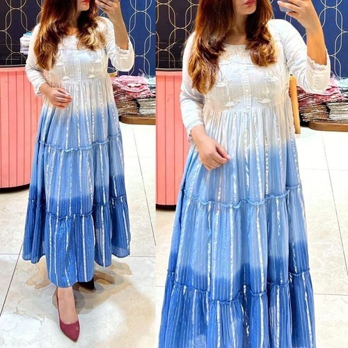 Anarkali Gown - Cotton Lurex Fabric, Available In Size M(38) To 7xl(54)