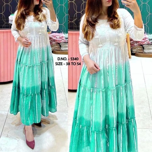 Anarkali Gown - Cotton Lurex Fabric, Available In Size M(38) To 7xl(54)