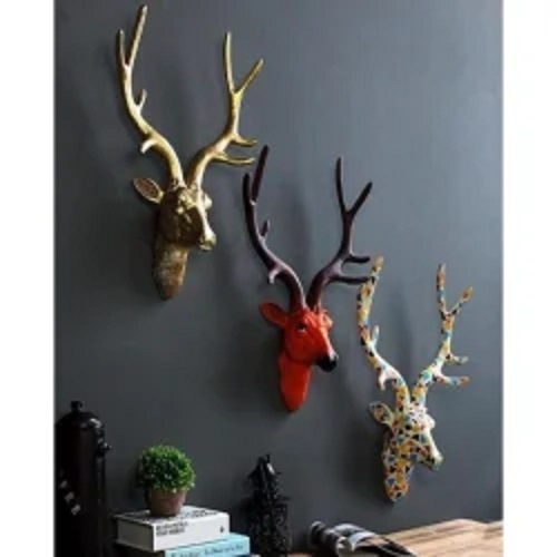 Multicolor Deer Head Statue