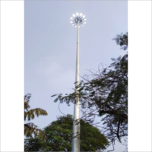 High Mast Lighting System - Mild Steel, 12 Meter Length, Silver Finish | White LED Lighting, 220 Volt, Optimal For Heat Resistance Up To 55 Celsius