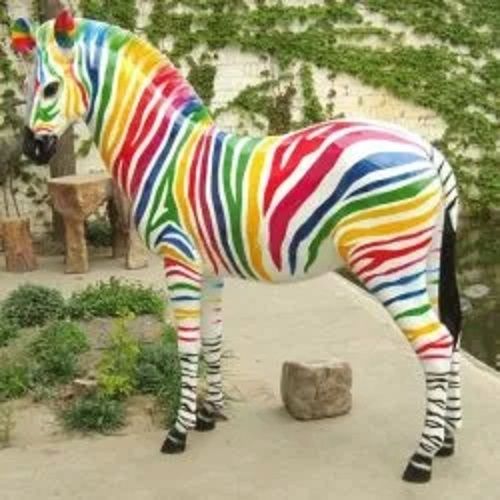 Multi Color Fiberglass Fiber Zebra Animal Statue