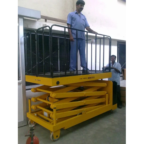 Heavy Duty Hydraulic Scissor Lift - Galvanized Steel, Hydraulic Drive Type | Safety Sensor Equipped, Ideal For Building Elevators