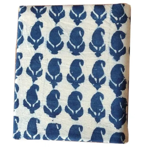 ब्लू हैंड ब्लॉक इंडिगो प्रिंटेड कॉटन फैब्रिक