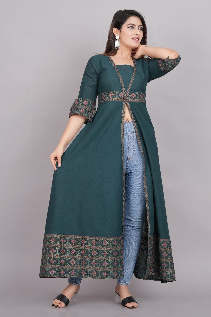 Long Gown - Rayon & Cotton Blend, Sizes M To Xxl, Mixed Color, Full Sleeves, Traditional Indian Style, Breathable & Washable, Printed Design