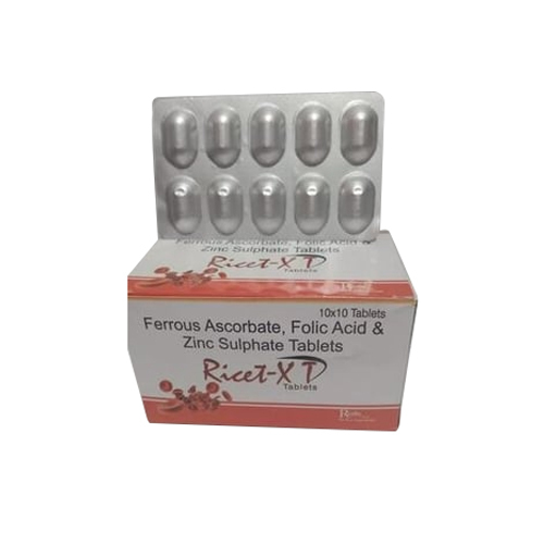 Ricet-Xt Ferrous Ascorbate Folic Acid & Zinc Sulphate Tablets - Drug Type: General Medicines