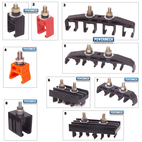 Safetrack Dsl Busbar Support Hanger Clamp - 4 Bar System, Black Color | New Equipment For Shrouded Dsl Busbar, Insulated Conductors For Cranes, Hoists, Amusement Parks, Transfer Trolleys