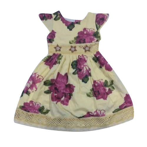 गर्ल्स प्रिंटेड कॉटन फ्रॉक साइज: कस्टमाइज्ड