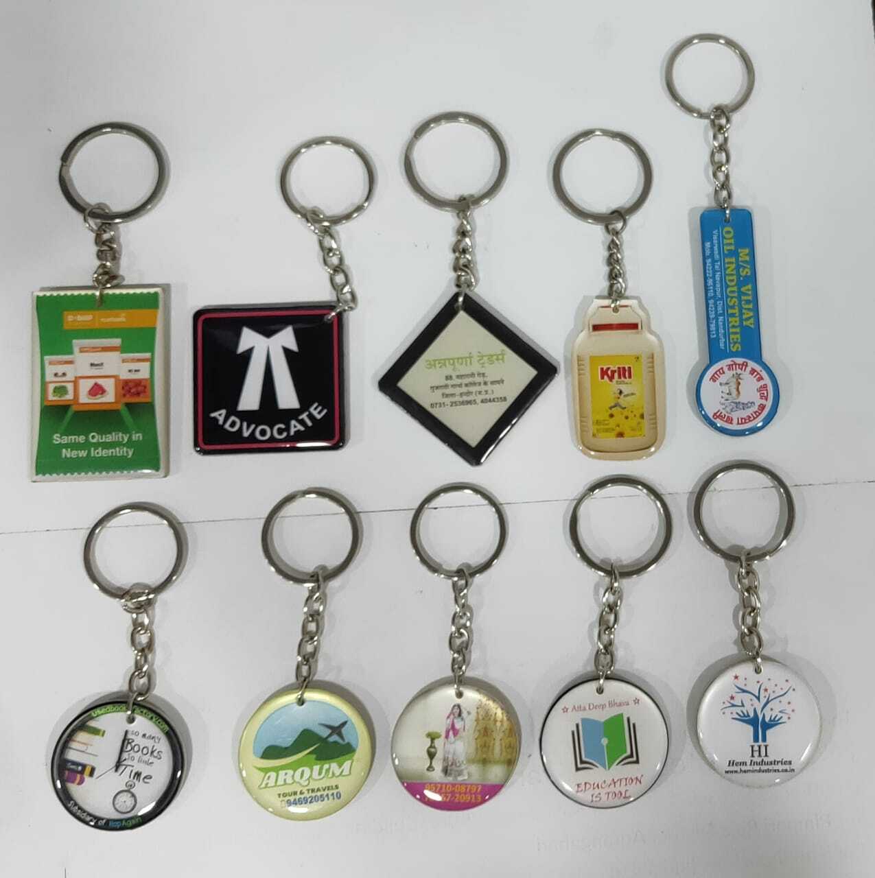 Blue And White Customized Double Sided Round Keychain