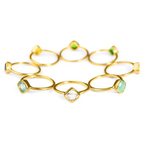 Same As Photo Blue Topaz Quartz Gemstone Cushion Shape Gold Vermeil 8mm Rings