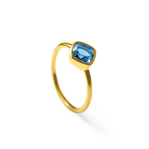Kyanite Quartz Gemstone Ring - 8mm Cushion Shape | Sterling Silver With Gold, Rose Gold Plating Options