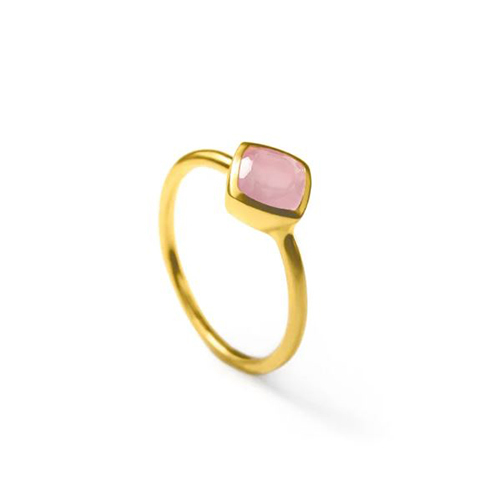 Same As Photo Pink Chalcedony Gemstone Cushion Shape Gold Vermeil 8mm Rings