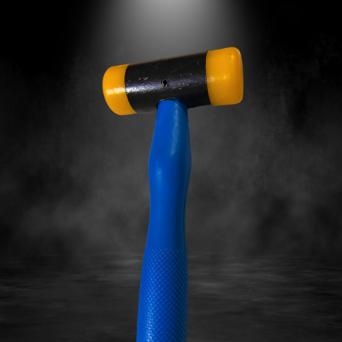 Nylon Hammer With Fiber Handle - 35x10x35 Cm, Orange Tips & Blue Handle, 450g Lightweight | Mould & Abrasion Resistant, Soft Faced Tool For General Purpose Machining