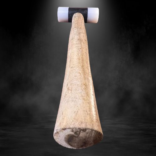 White Plastic Hammer With Wooden Handle