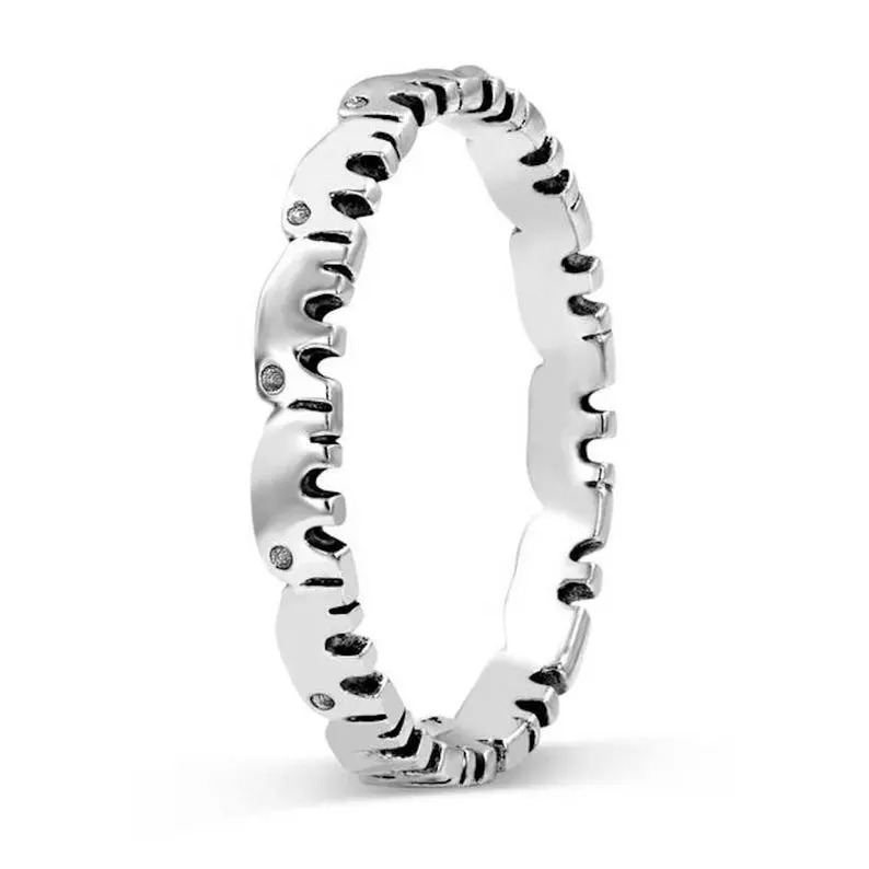 925 Sterling Silver Handmade Tiny Elephants Band Statement Silver Ring Gender: Women