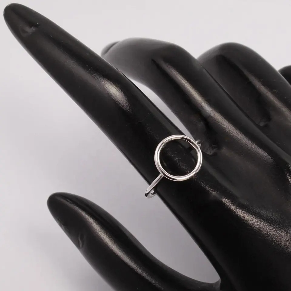 925 Sterling Silver Handmade Beautiful Hollow Round Circle Stackable Ring Gender: Women