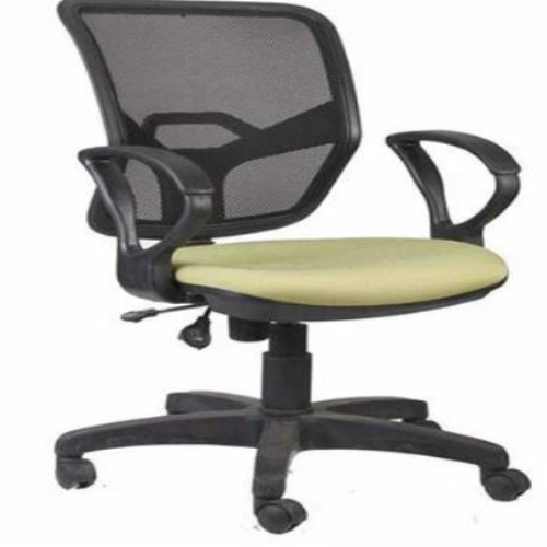 Office Chair - Premium Leather Seat, Medium Back, Rotatable Design | Modern Indian Style With Fixed Arms, Made From Durable Plastic