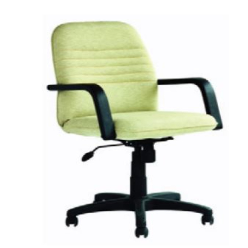 Revolving Chair - Steel Frame, Height Adjustable Medium Back With Fixed Arms And Rotatable Leather Seat