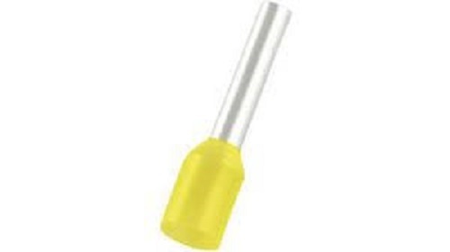 Weidmuller - 20mm Yellow Insulated Wire End Ferrule, 6.3mm Collar Diameter, 14mm Stripping Length, 10awg Wire Cross Section Area, 1-year Warranty, Per Each