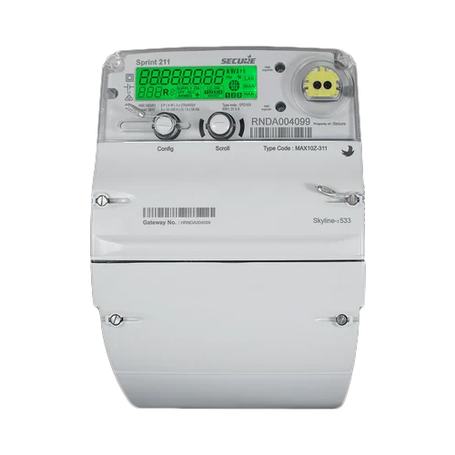 White 10 A Saral 305 Three Phase Electric Meter