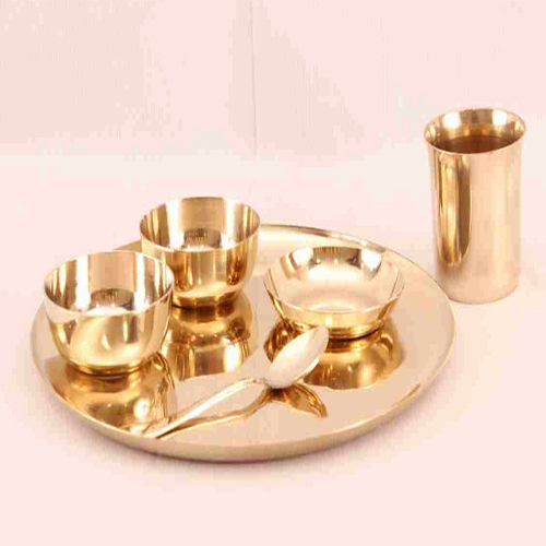 Kansa Thali Set - Kansa Alloy , Traditional Dining Experience With Therapeutic Benefits, Easy To Clean And Maintain, Perfect For Serving Authentic Indian Meals