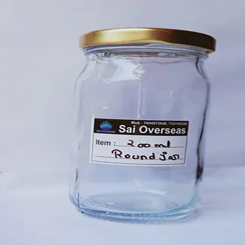 पारदर्शी 200 मिलीलीटर गोल अचार ग्लास जार