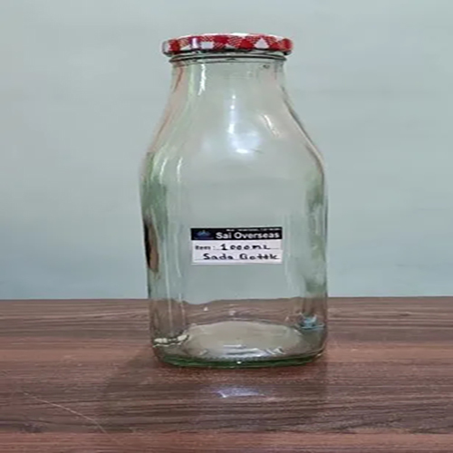 पारदर्शी 1000 मिली शॉर्ट मिल्क ग्लास की बोतल
