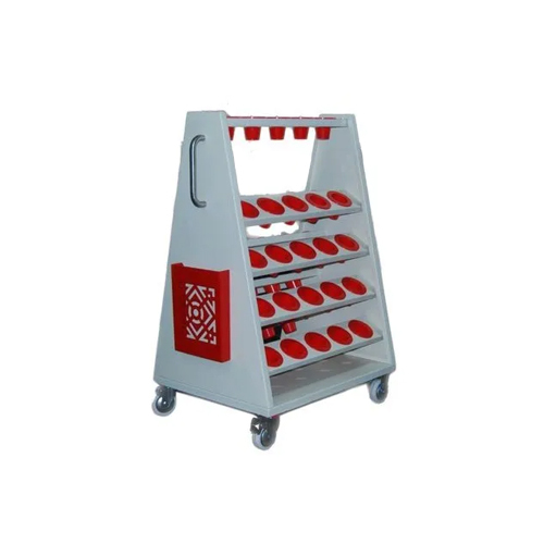 Cnc Tools Trolley - Mild Steel, Grey-red Finish | Industrial Use For Automobile Industry