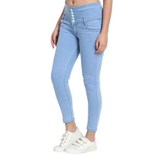 Ladies High Waist Blue Jeans - Denim Custom Sizes Available Classic Blue Color | Lightweight Stretchable Comfortable Washable Skin-friendly