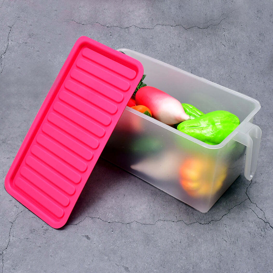 Square Refrigerator Organizer Fresh-keeping Box For Kitchen Use (2519a) - Plastic, 31x15x15 Cm, Mix Colour | Airtight, Stain & Odor Resistant, Easy To Clean