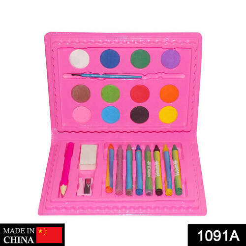 Coloring Combo Colors Box - 24 Pieces, Multi-colored Non-toxic Art Set With Pencils, Crayons, Watercolors, Sketch Pens, Oil Pastels, Sharpener, And Eraser For Kids Aged 1-13 Years